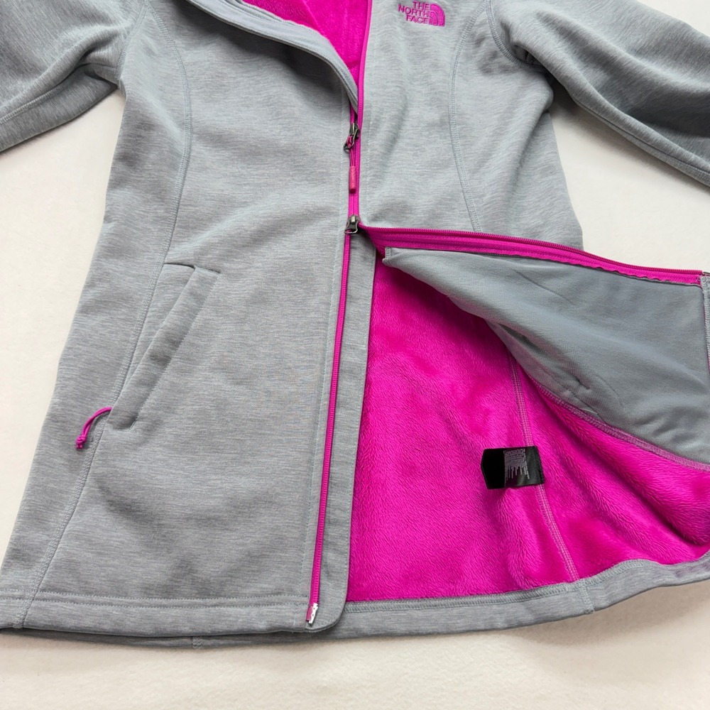 The North Face Agave Full Zip Fleece Hoodie Jacket Womens S Grey Pink - Picture 5 of 16